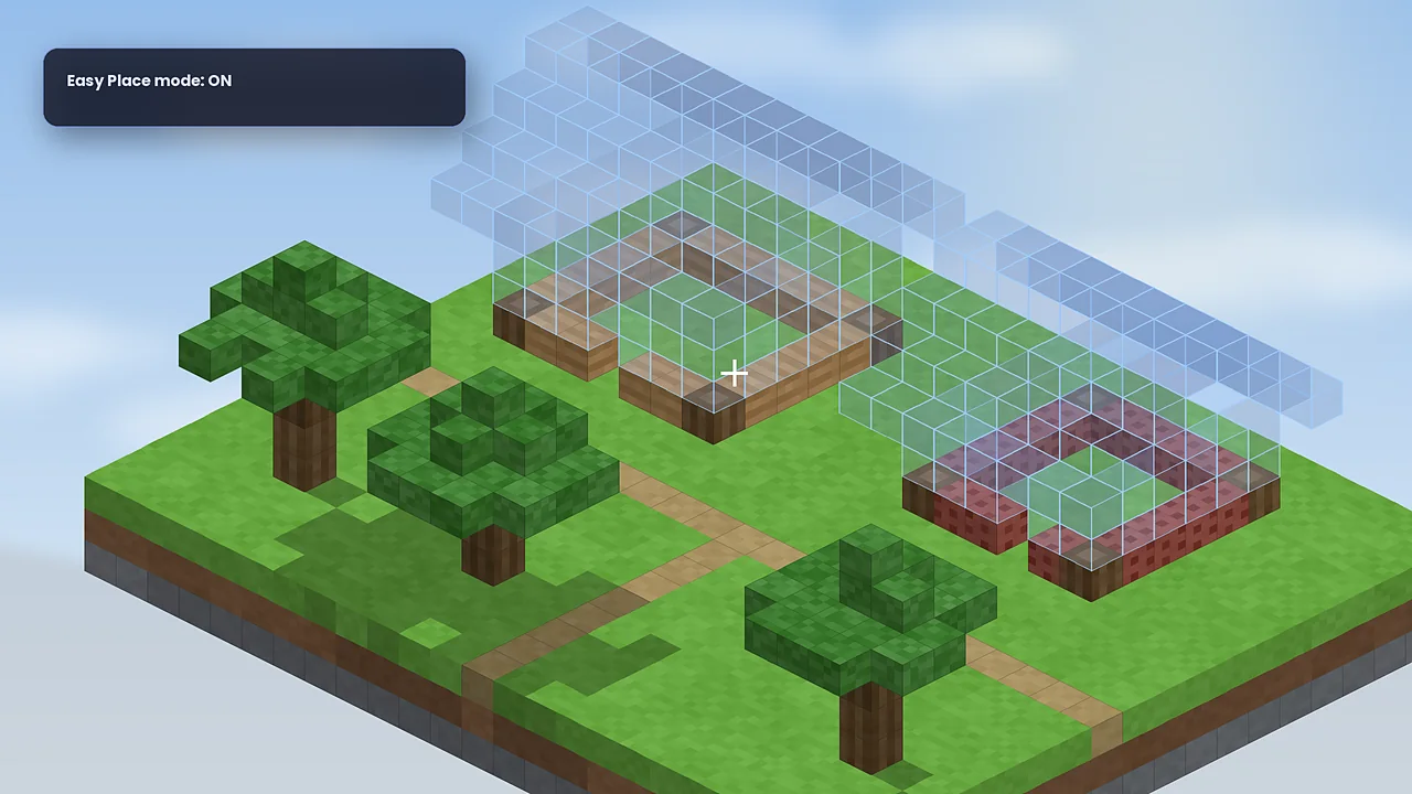 Easy Place mode Litematica Easy Place mode placing blocks into a ghost schematic